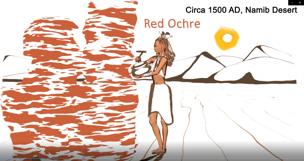 Himba woman mines ochre