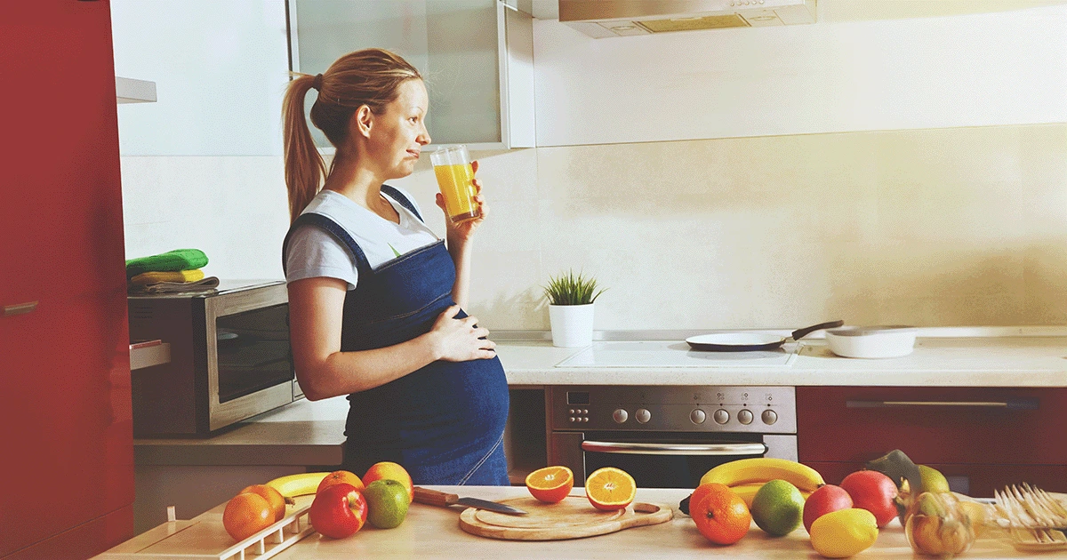 A Pregnant women following her Nutritious Diet