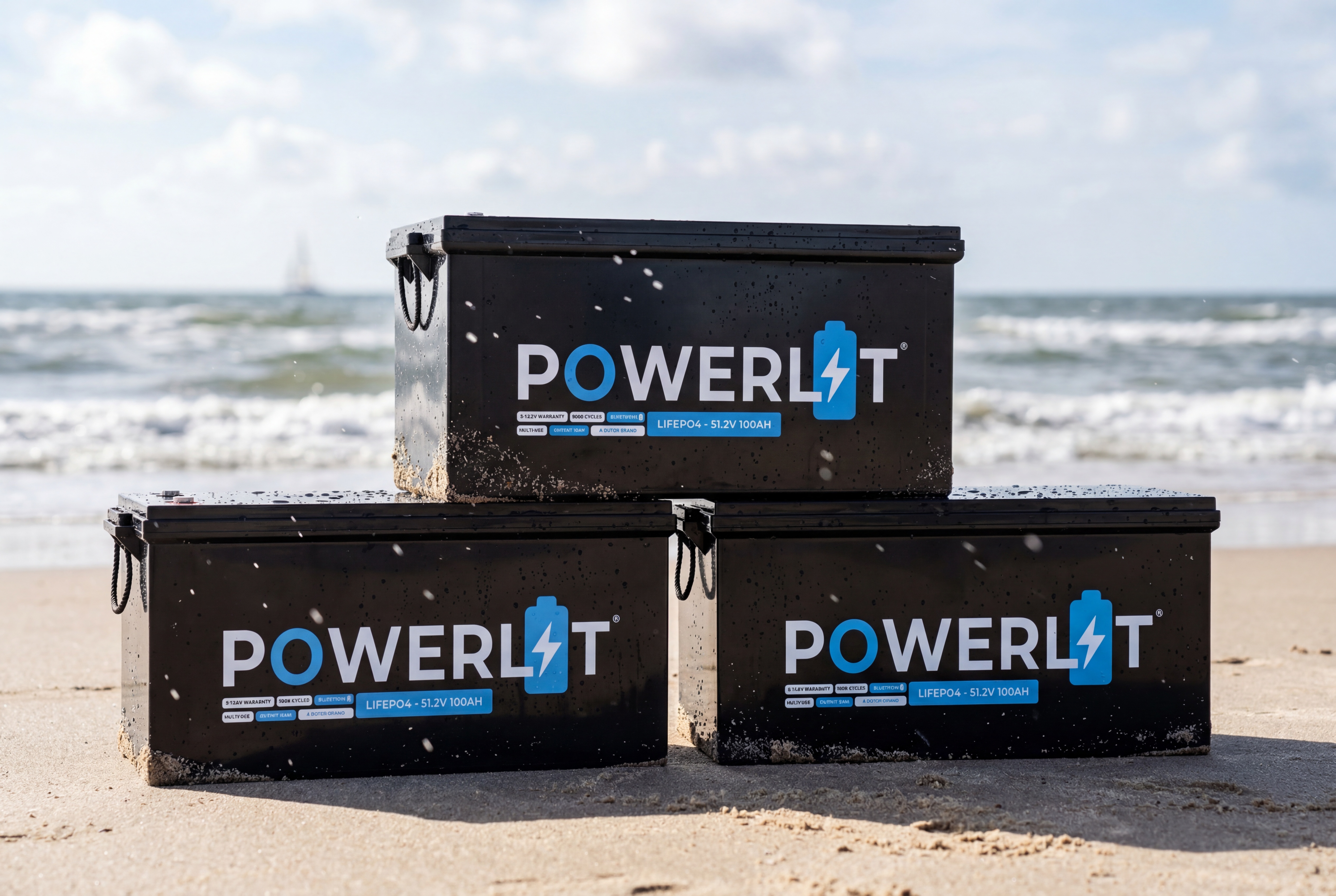 Powerlit LiFePO4 accu's bij water