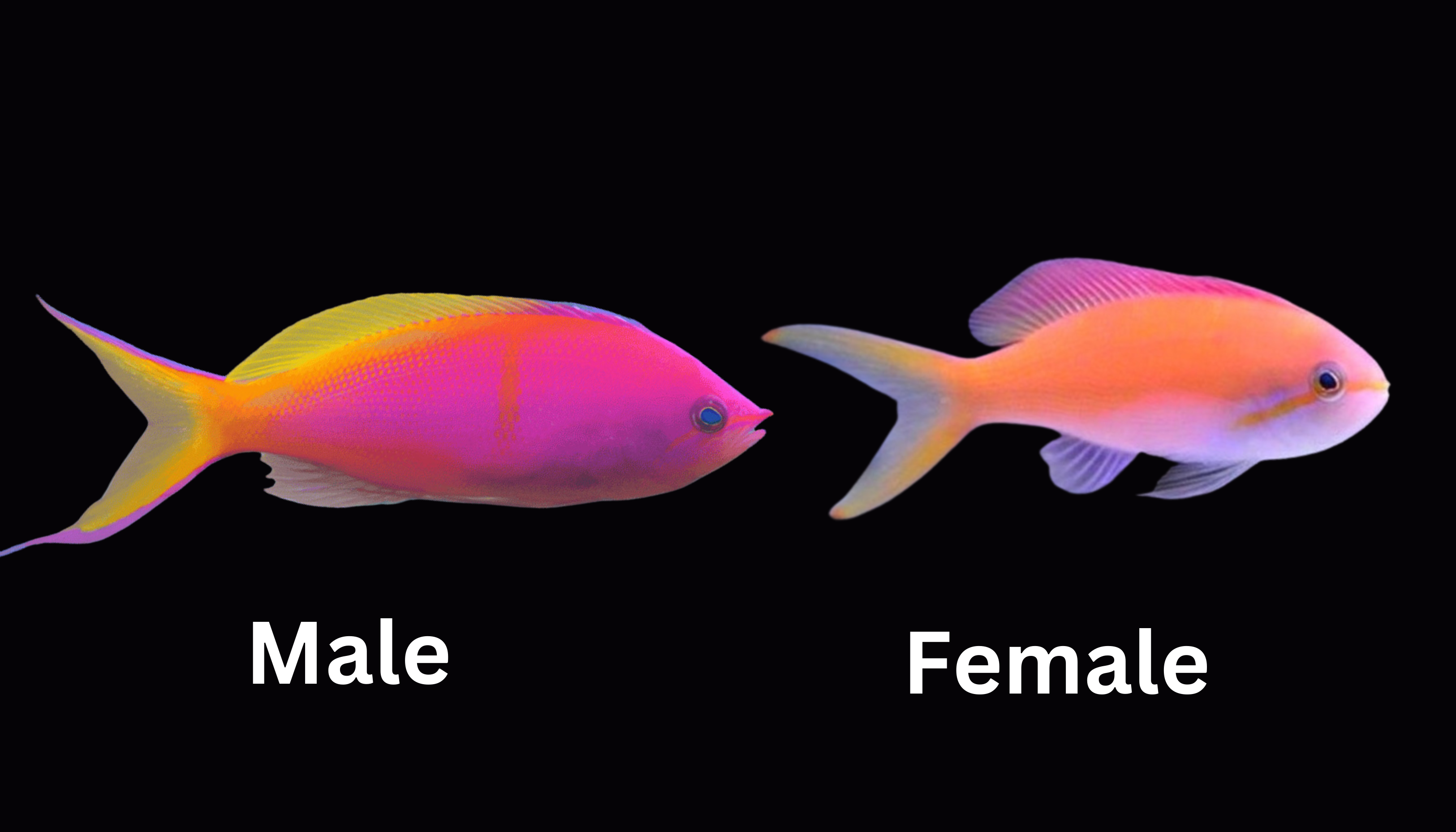 Image of male and female Threadfin Anthias