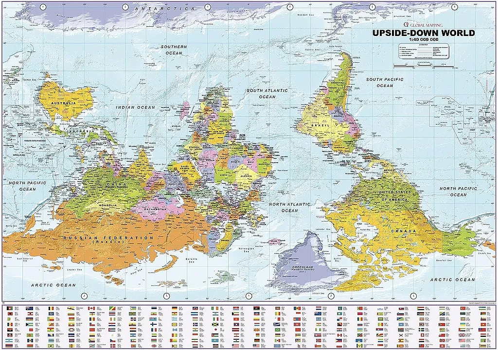 Upside Down World Map South Up