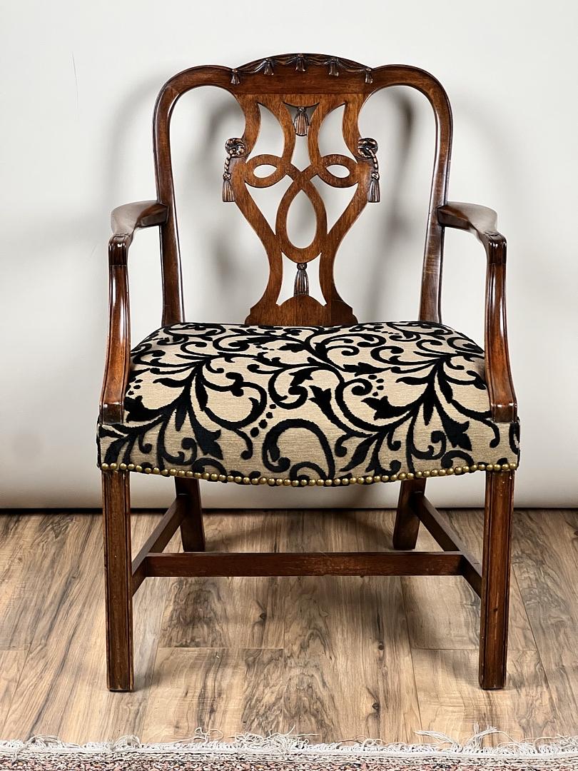 Antique George III Chippendale Open Arm Chair c. Early 19th Century