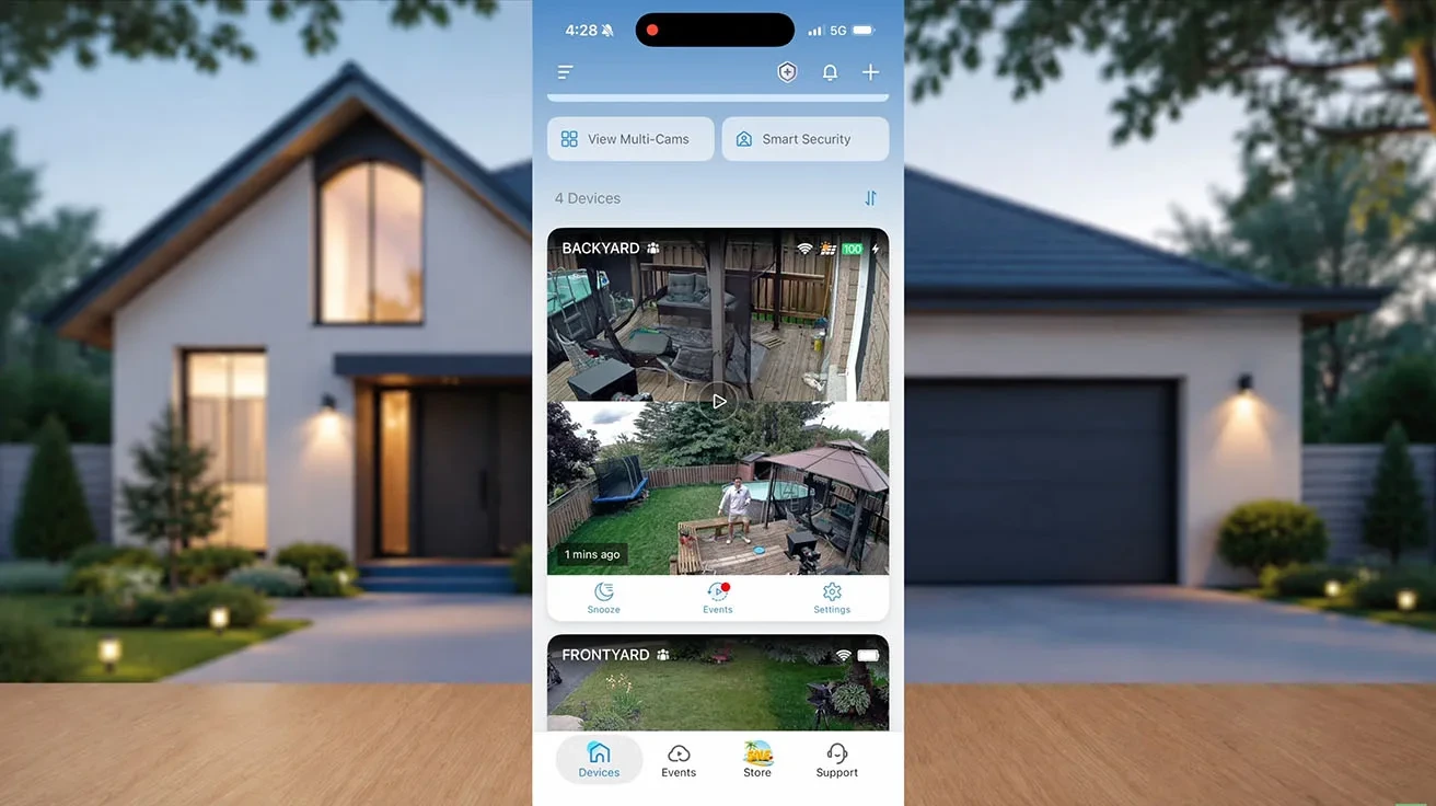 aosu app view of the T2 Pro dual cam view