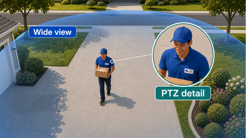 visual showing wide view plus PTZ closeup 