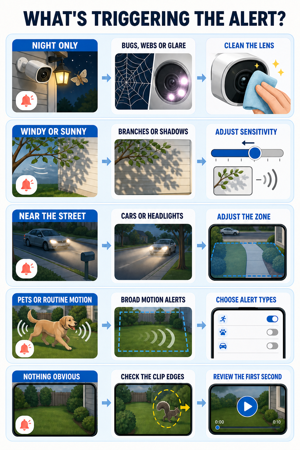 checklist for common security camera false alert causes