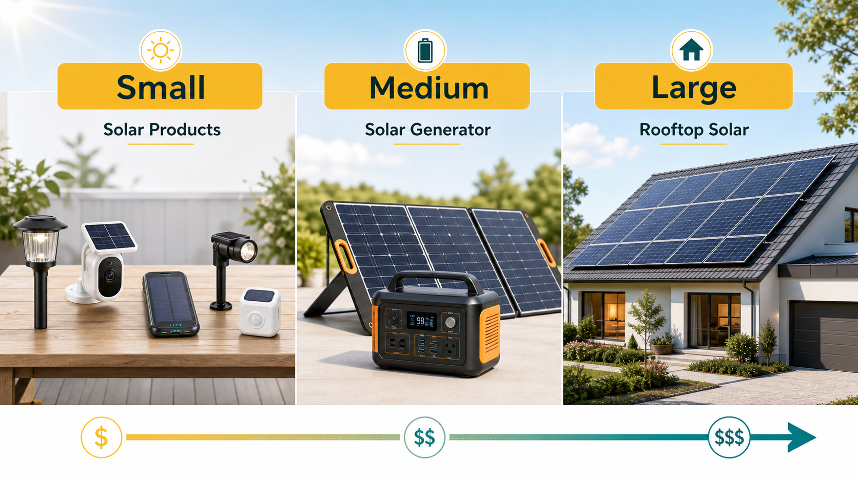 quick comparison between basic solar panel setup sizes