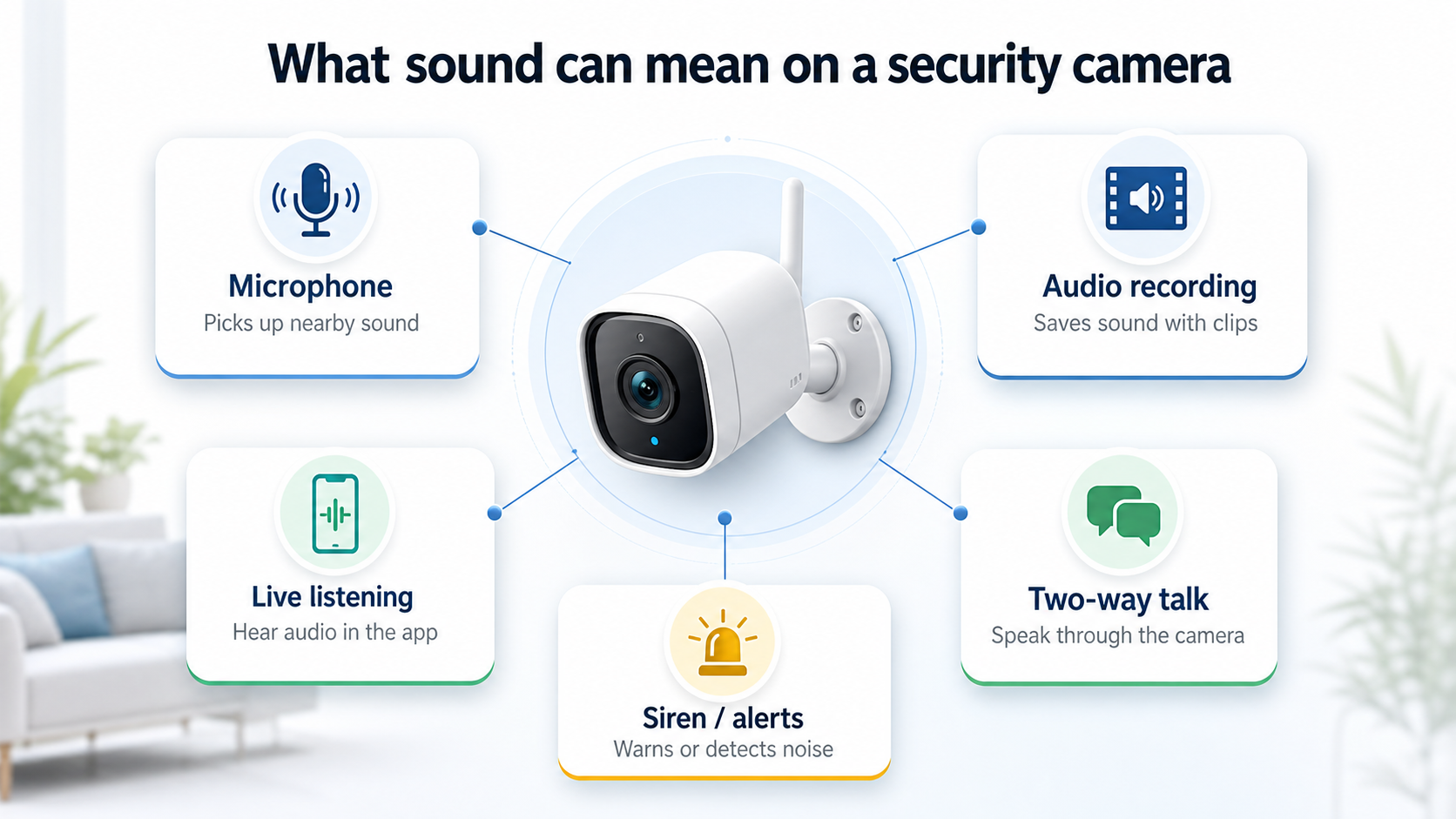 different kinds of audio features a security camera can have