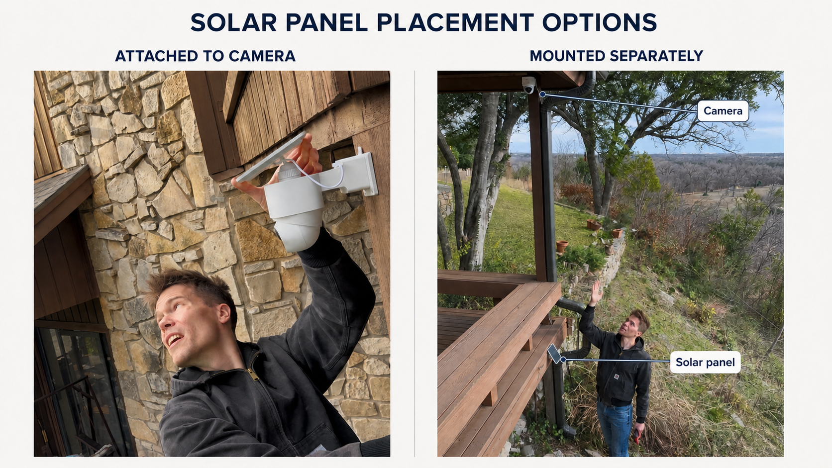 samples of attached vs detached solar panel installs for aosu T2 Ultra