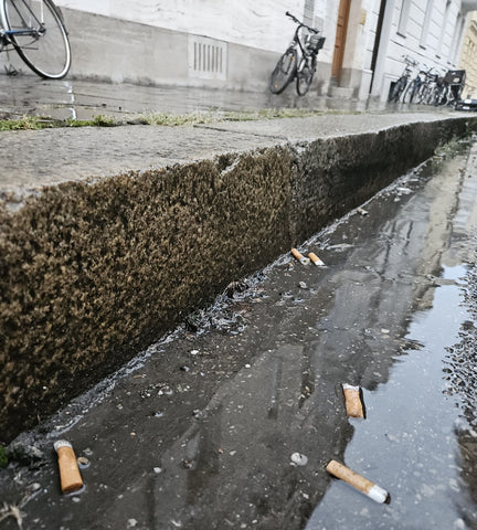 Contaminación por colillas de cigarrillos.