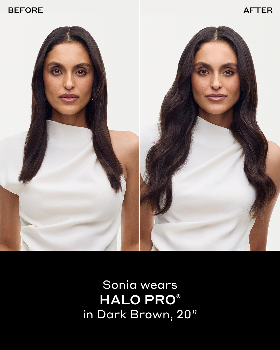 Before and after: Halo Extensions, natural blend with fine hair