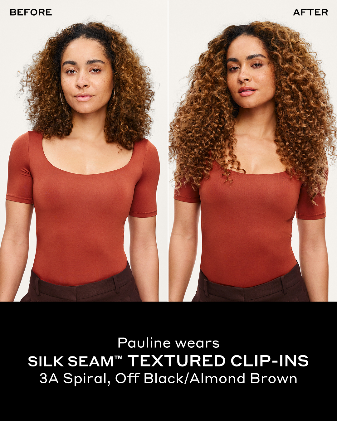 Before and after: curly hair extensions install, 3A curl pattern