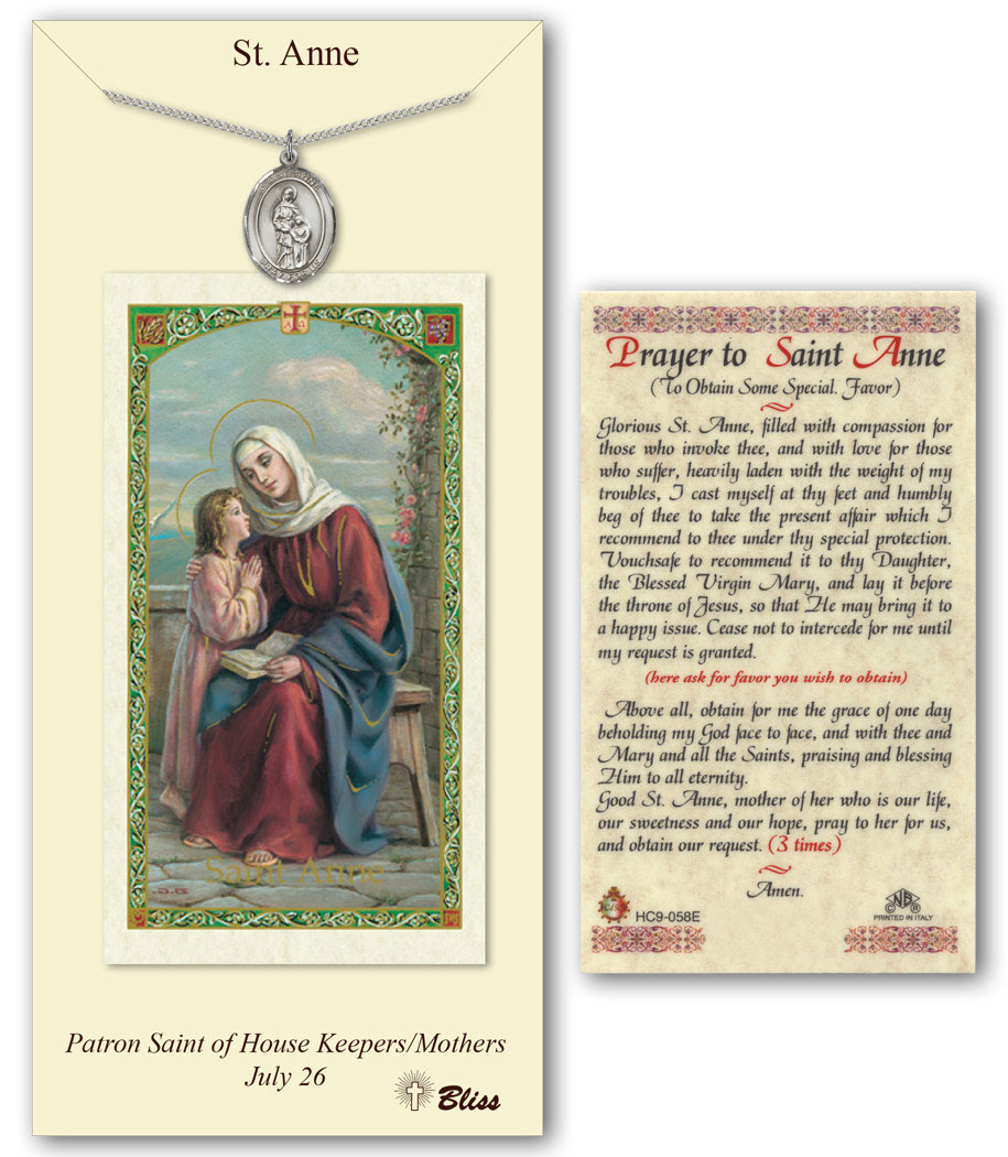 St Anne medal and prayer card