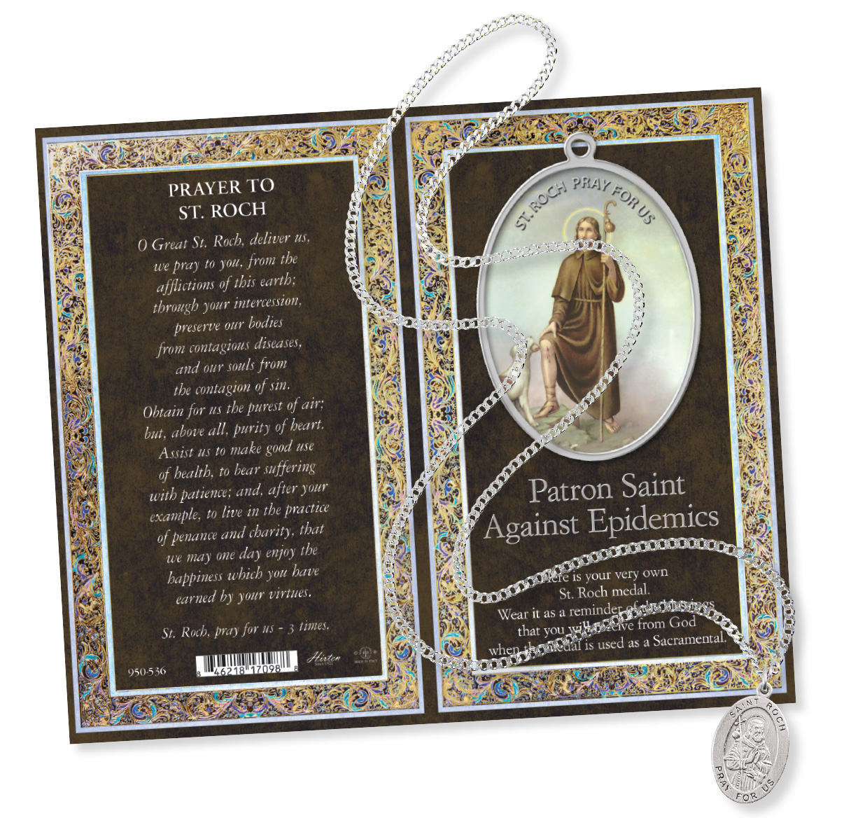 Saint Roch Prayer Card with Pendant