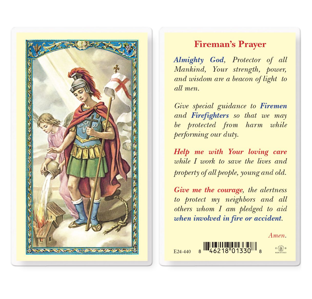 St Florian Prayer Card