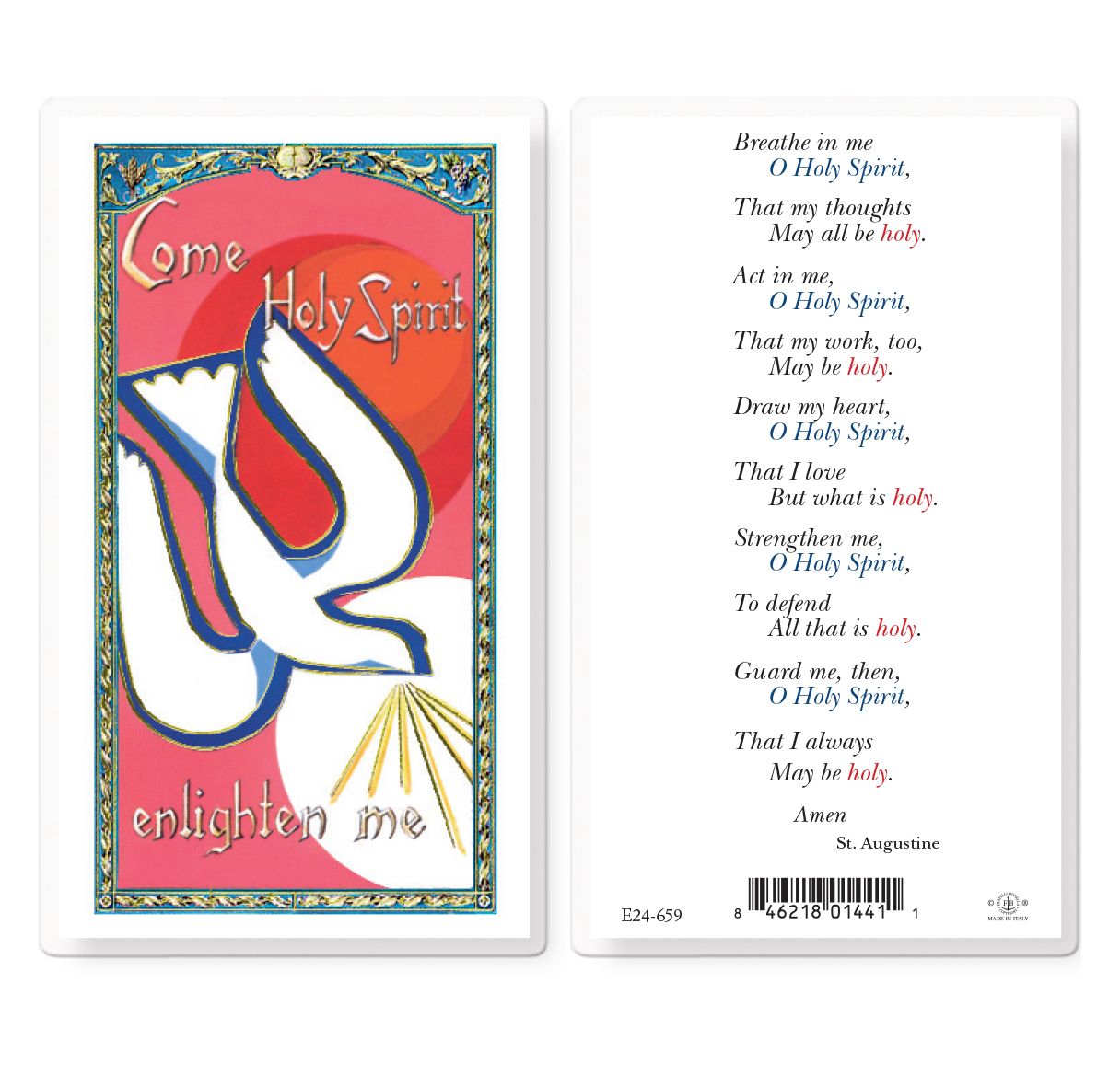 Confirmation Holy Spirit Breath Laminated Prayer Card