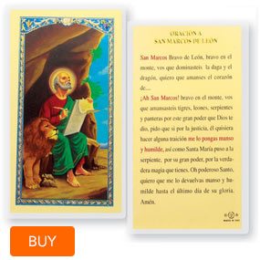 Oracion A San Marcos De Leon Laminated Spanish Prayer Cards 25 Pack