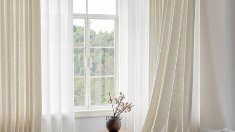 Linen Blend Pleated Drapes Light Blocking: 50%