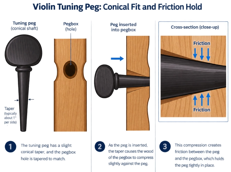 Violin friction peg diagram