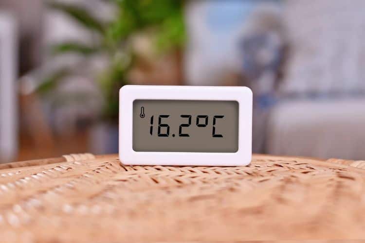Digital thermometer showing cold room temperature
