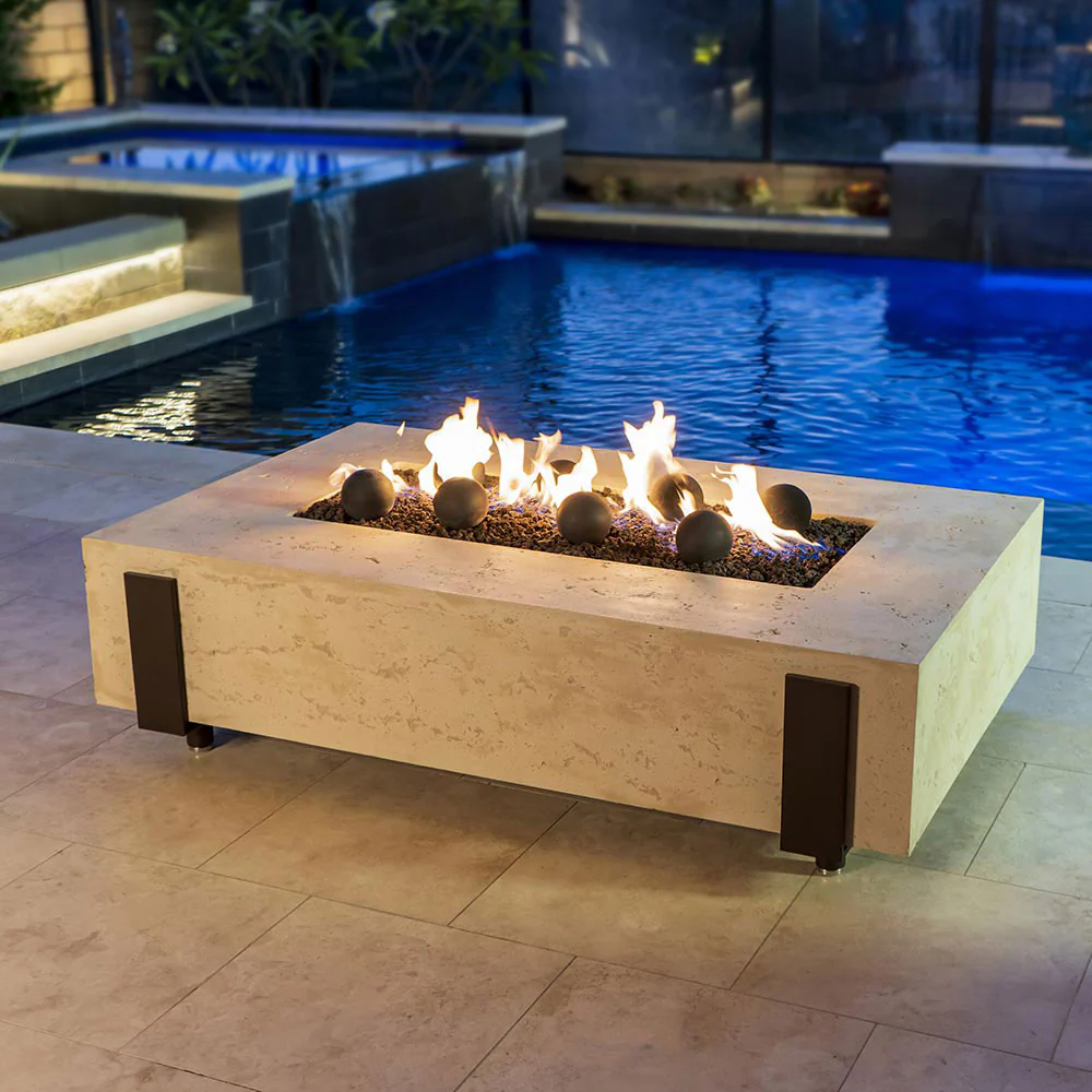 American Fyre Designs Iron Saddle rectangular fire table
