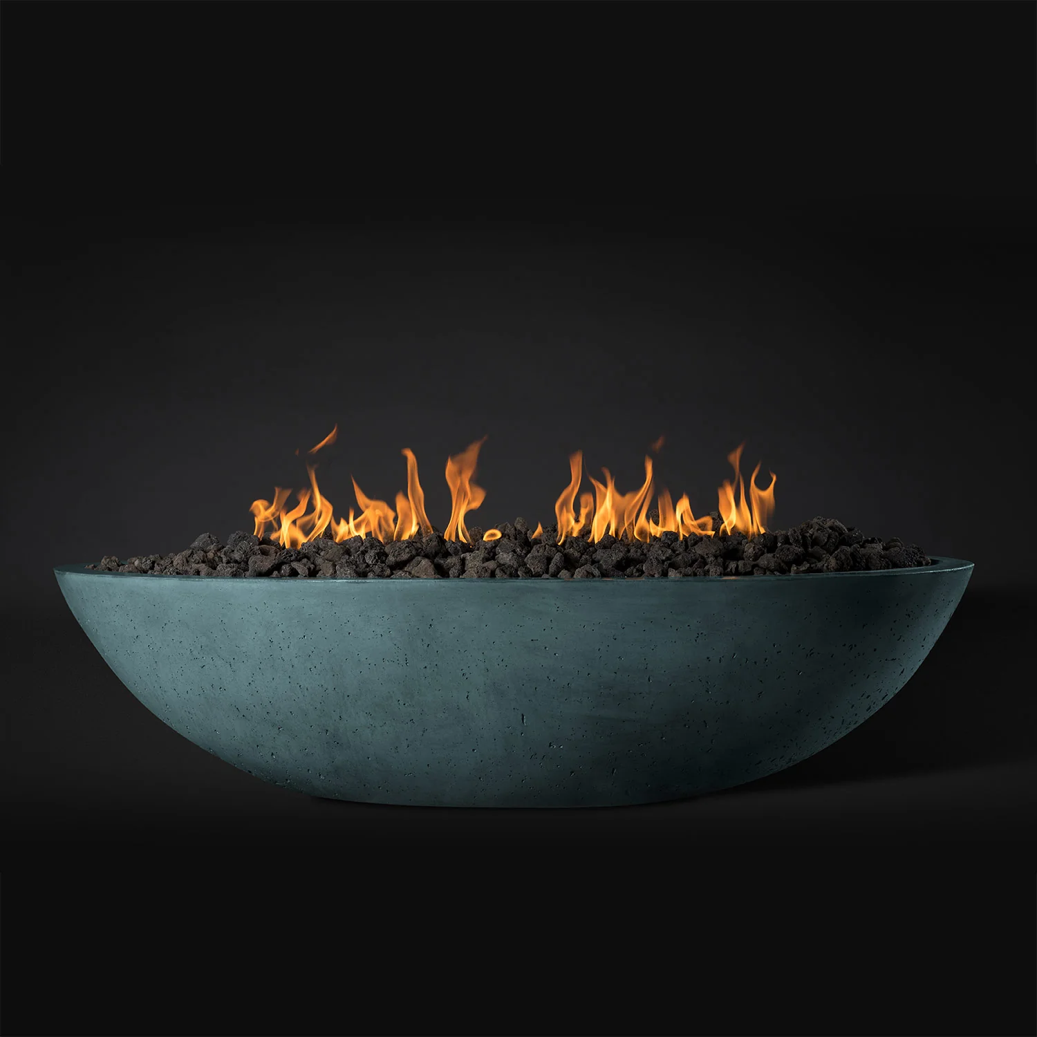 Unique shaped gas fire pit in an outdoor setting