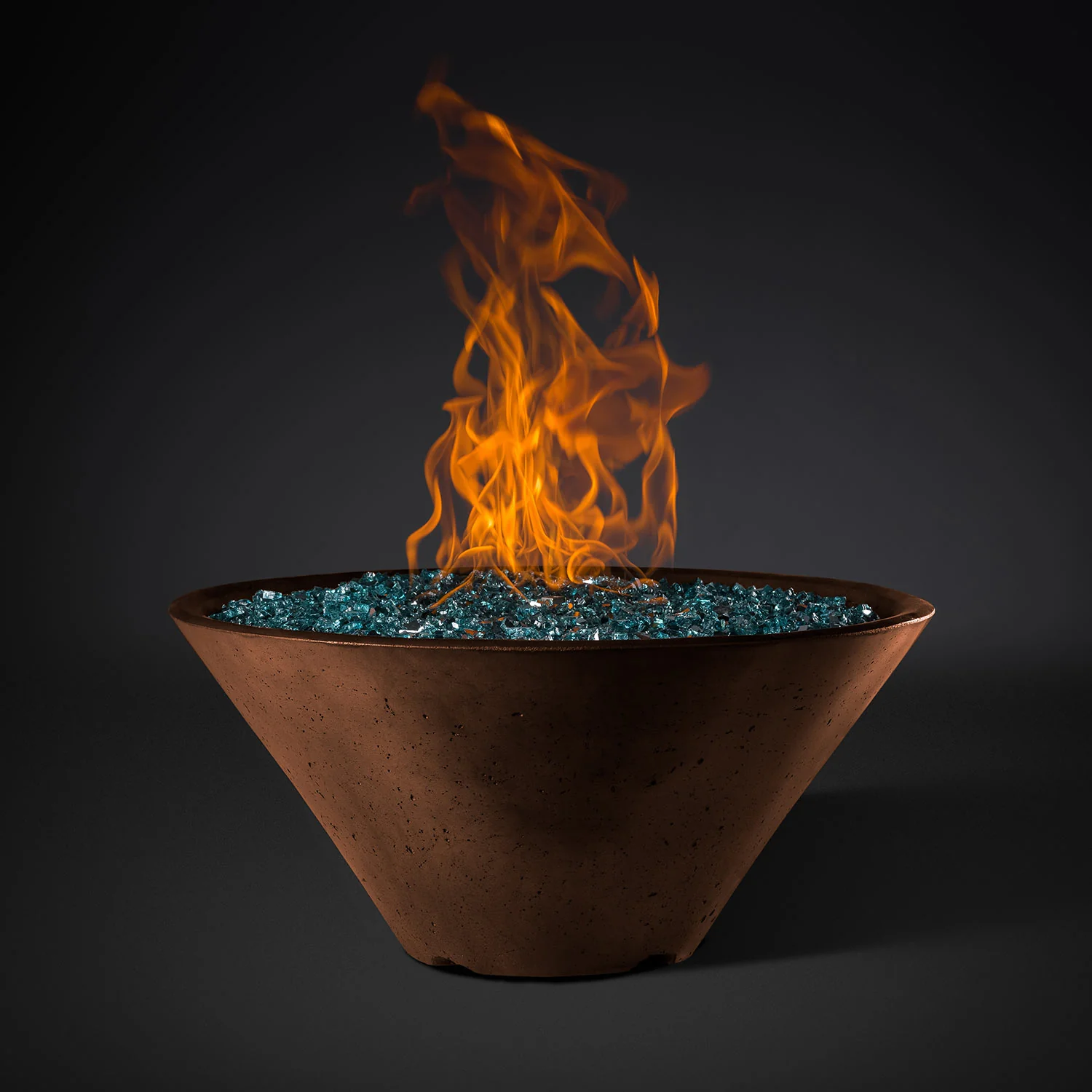 Contemporary round gas fire bowl