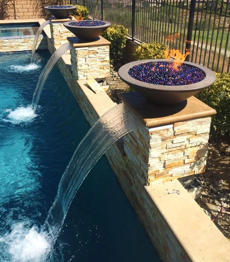 Cazo round gas fire bowls in outdoor design