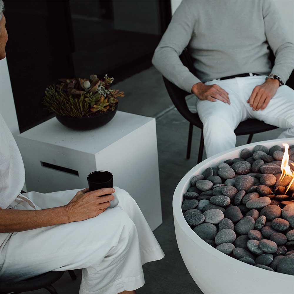 Propane tank cover used as an outdoor side table