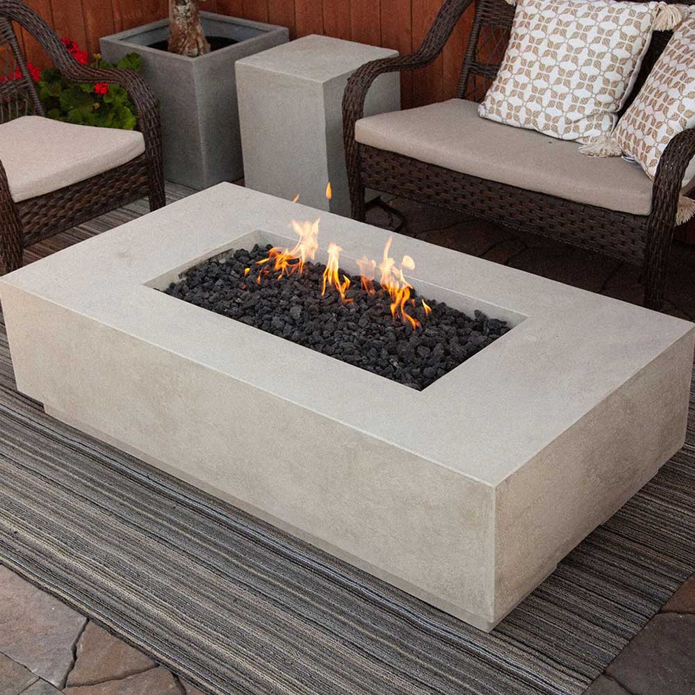 Prism Hardscapes Tavola 8 rectangular concrete gas fire pit