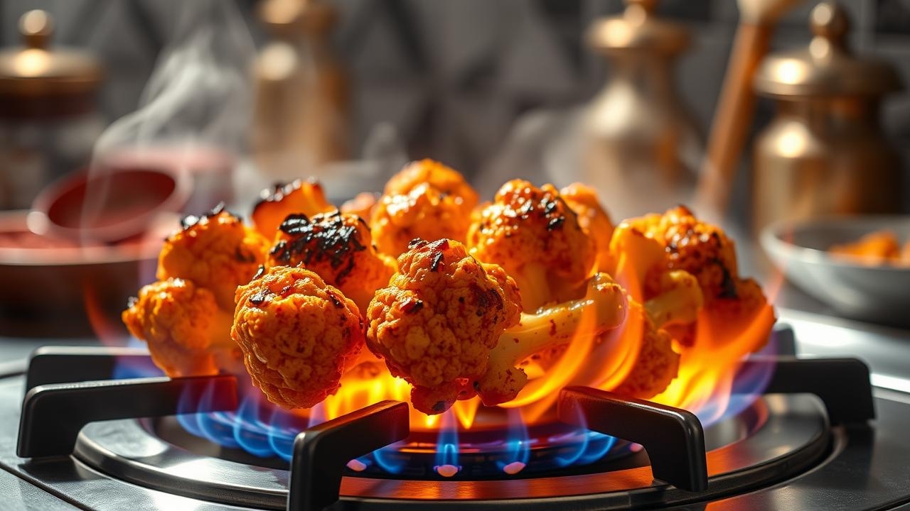 tandoori gobi being made in burner
