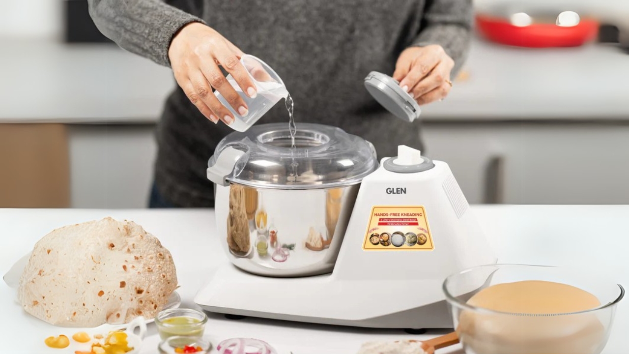 Making atta dough in dough kneader