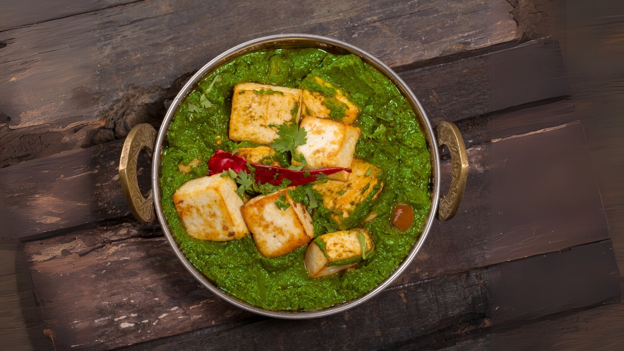Spinach paneer dish