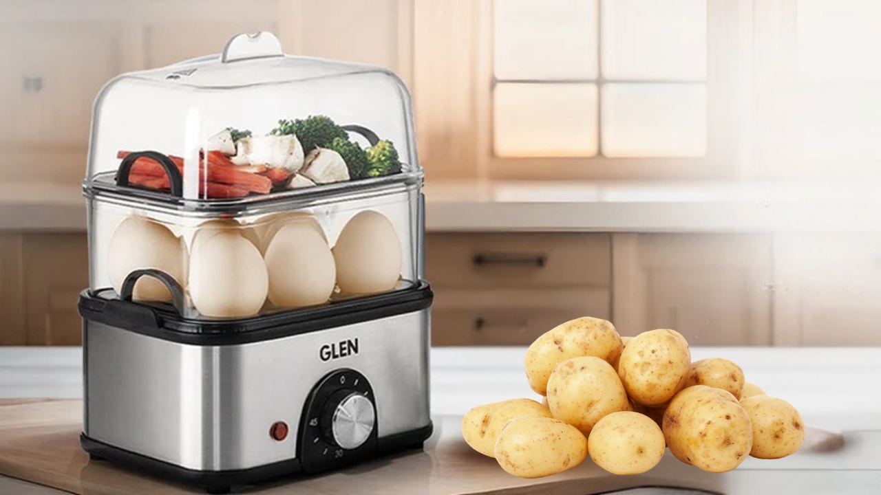 Steaming potatoes in electric steamer