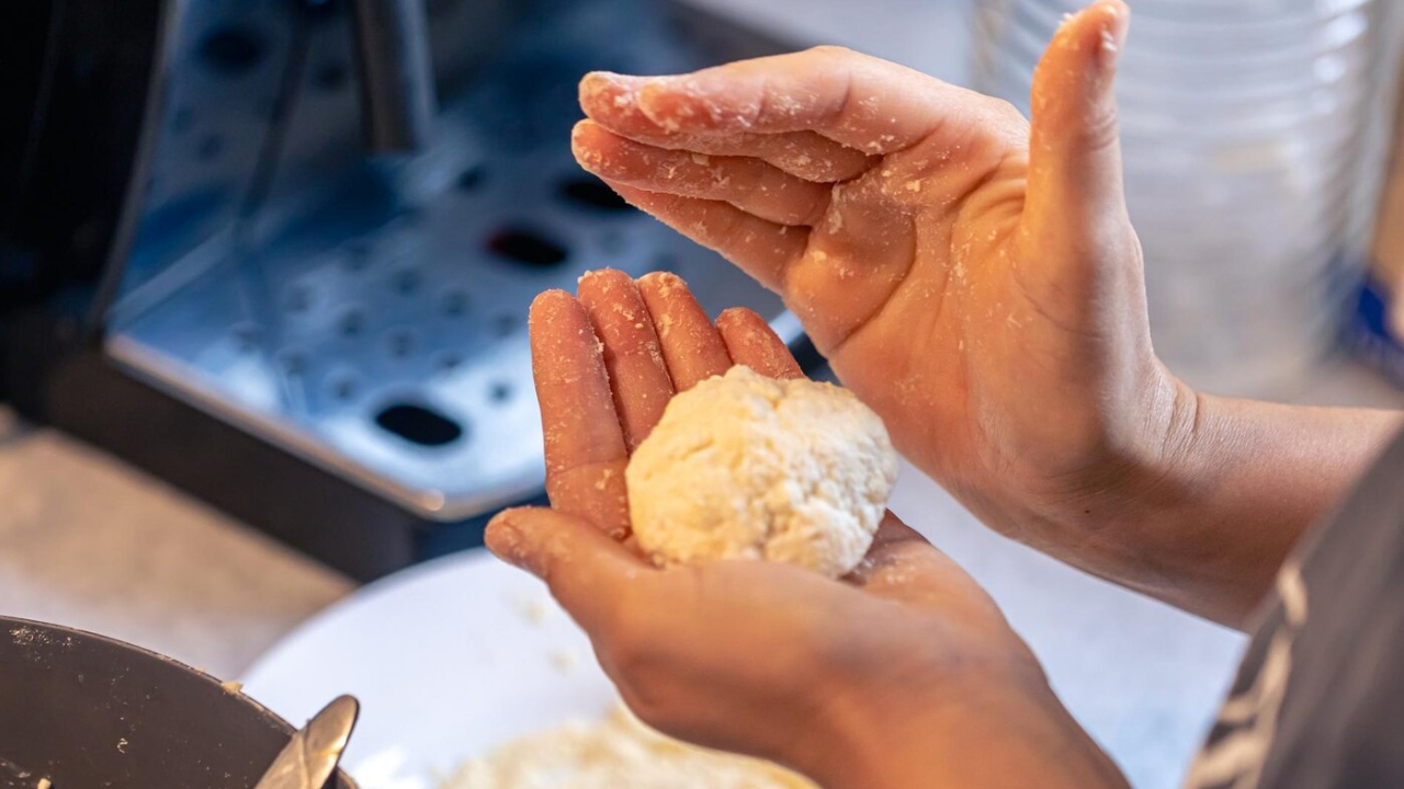 Kneading the Chhena