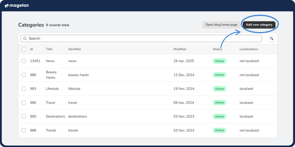add new blog category