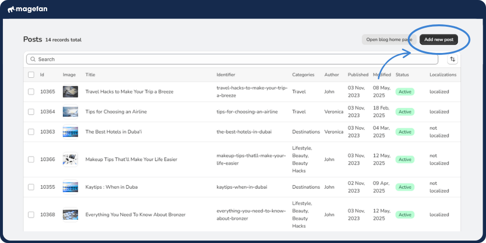 add new blog post shopify