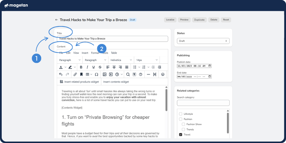 create blog post shopify