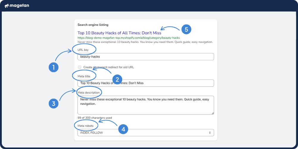 shopify blog category seo