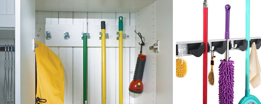 storing brooms and mops
