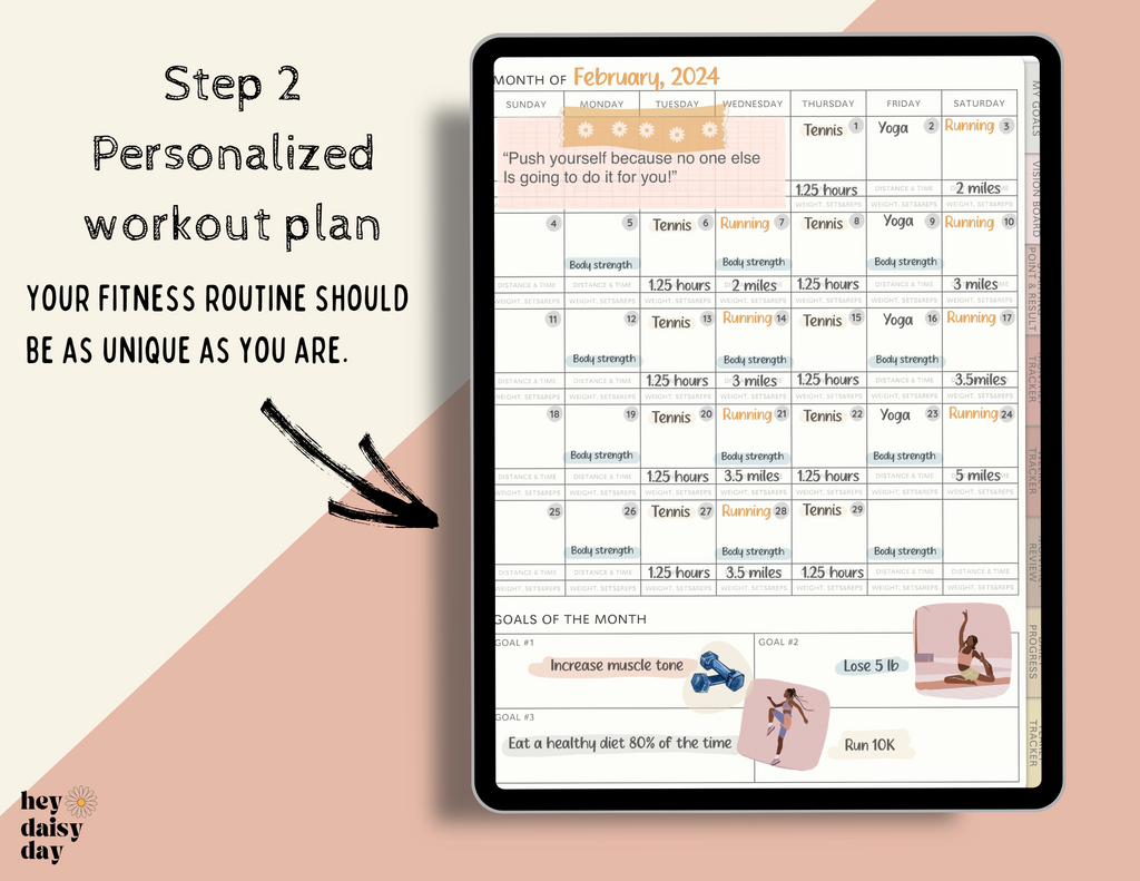 Fitness Digital Planner for Monthly Fitness Plans