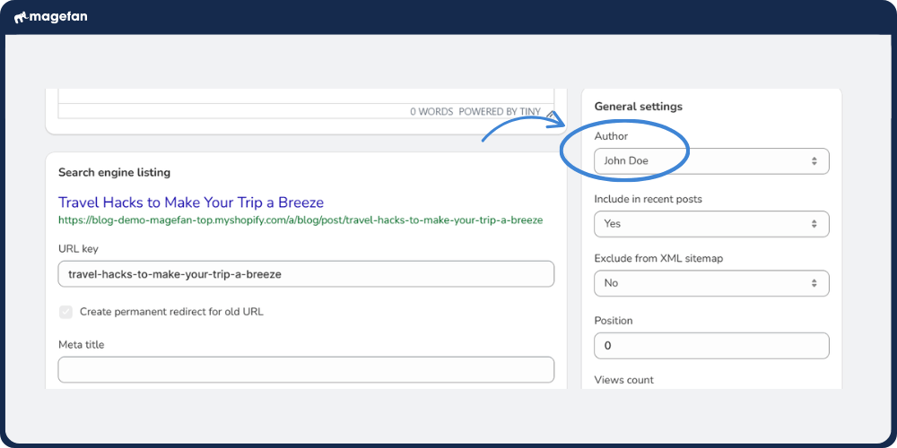 add authors shopify blog