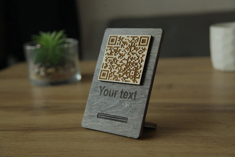 Premium wooden QR code menu display