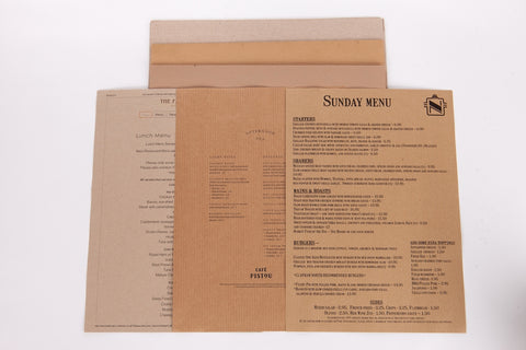 Eco-friendly recycled paper menu design