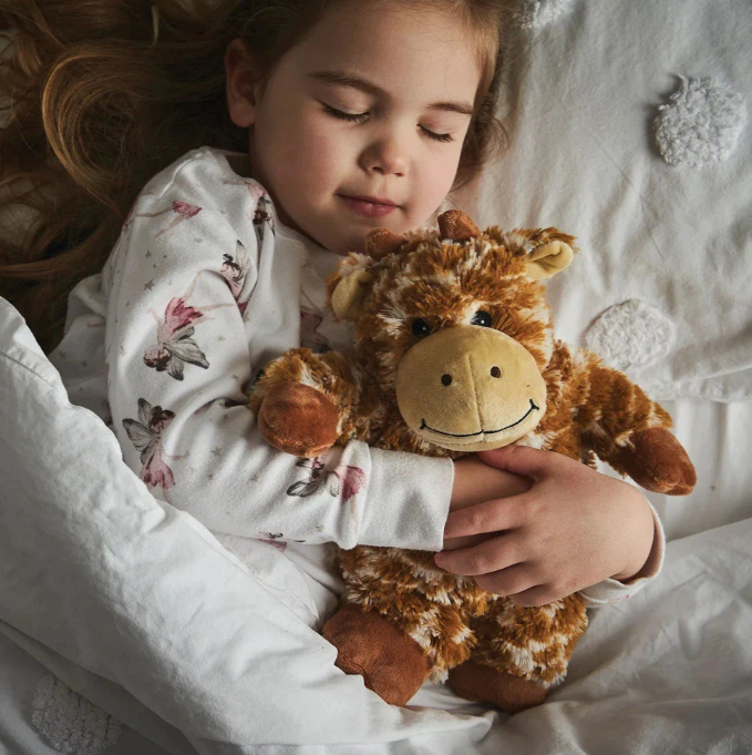 small child sleeping cuddling a Warmies teddy