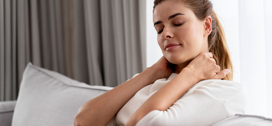 Relaxing lady away from social media and mobile devices