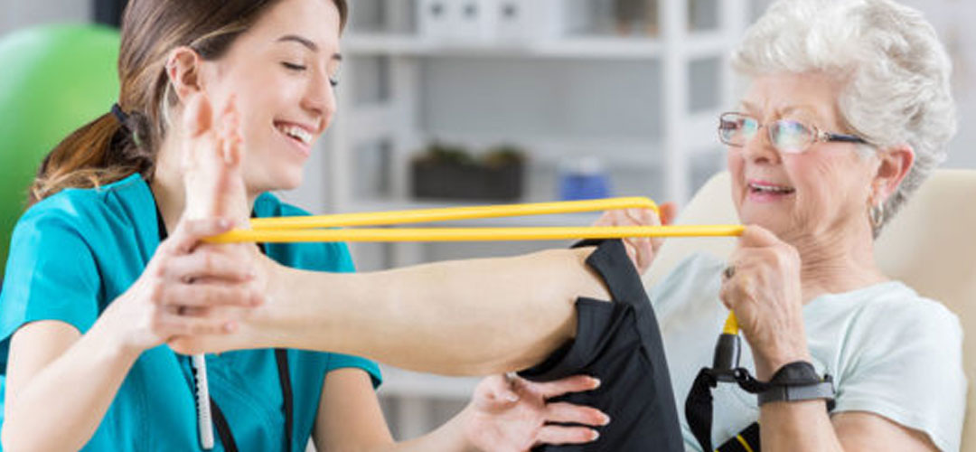 lady undergoing stretch routine with doctor