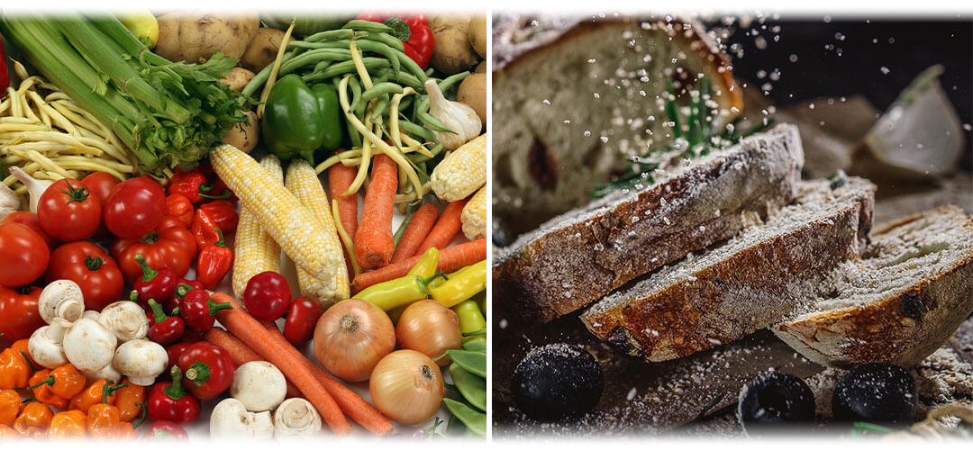 Nutritious Fresh Vegetables and Wholemeal Bread