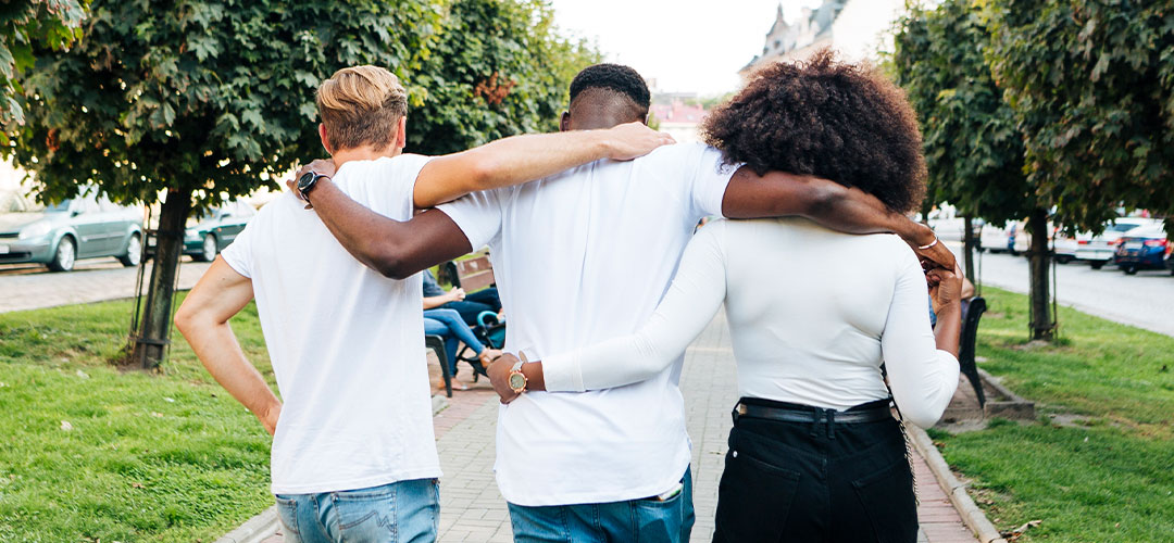 group of friends walking together