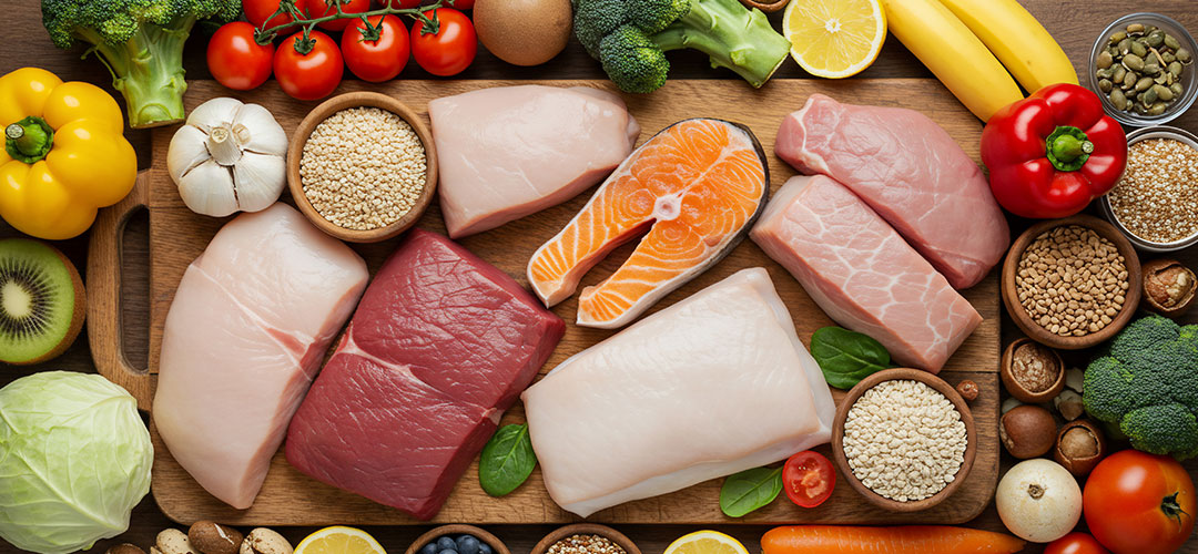 variety-of-fresh-and-healthy-food-on-a-wooden-board