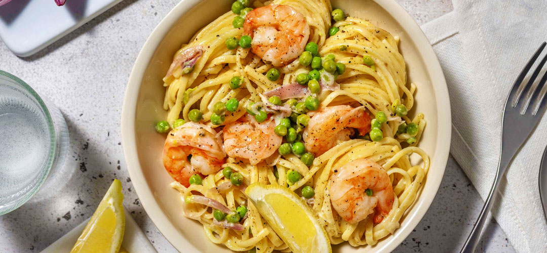 plate of prawn pasta